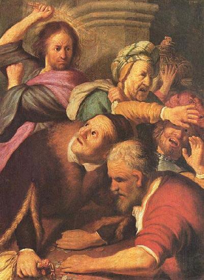 REMBRANDT Harmenszoon van Rijn Christ driving the money-changers from the Temple. Norge oil painting art